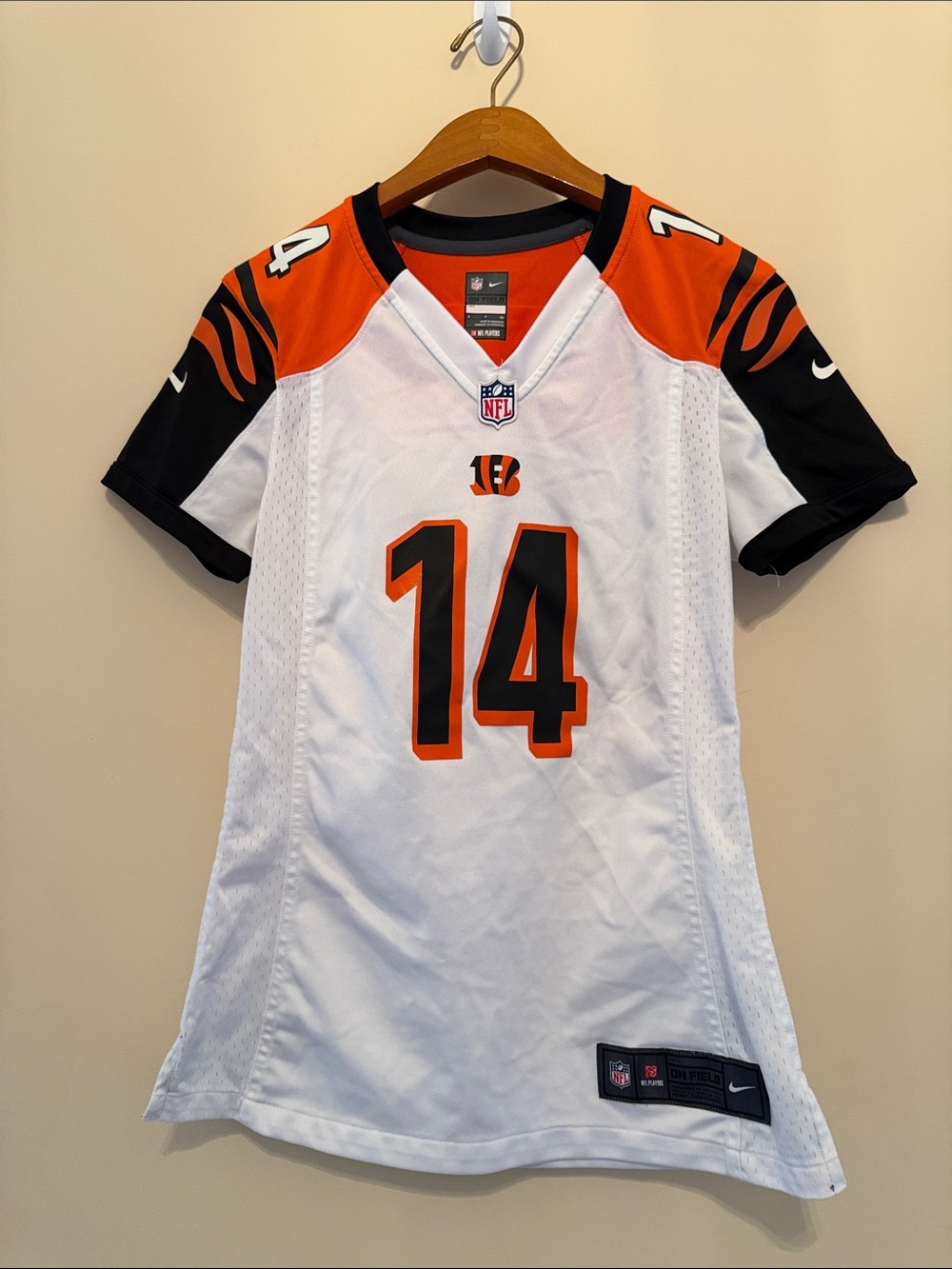 Nike White, Orange & Black Bengals #14 Dalton Football Jersey Size Small